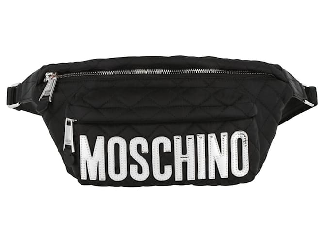 Moschino Gürteltasche mit gestepptem Logo Schwarz Polyamid Nylon  ref.666442