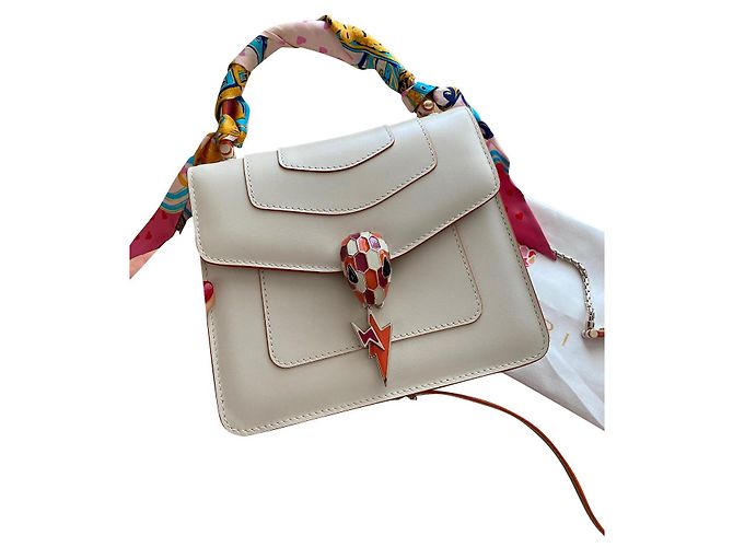 Bolsa de mão Bulgari Serpenti em pele bege