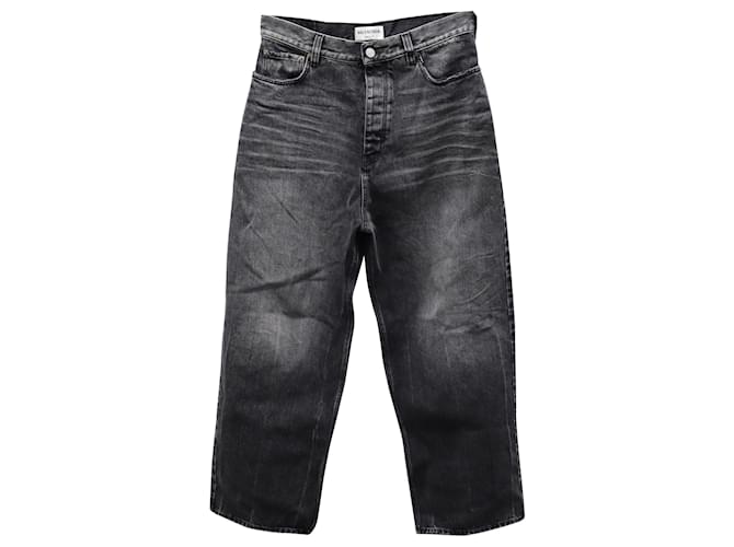 Jeans Orgânico de Perna Larga Balenciaga em Algodão Orgânico Preto  ref.666569