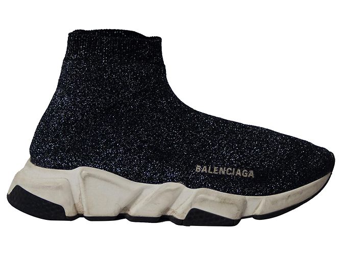 Balenciaga Glitter Speed Sneaker aus schwarzer Viskose