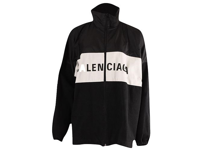 Giubbotto Balenciaga oversize con zip e logo in cotone nero