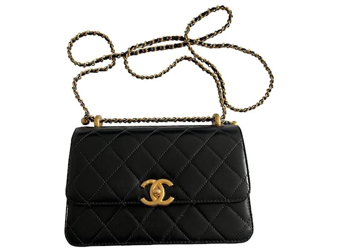 Classique Chanel Cuir de veau Perfect Fit Small Flap Noir Cuir d'agneau  ref.666651