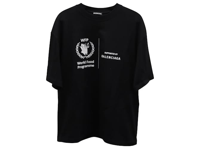 Camiseta extragrande de manga corta en algodón negro del Programa Mundial de Alimentos de Balenciaga  ref.666823