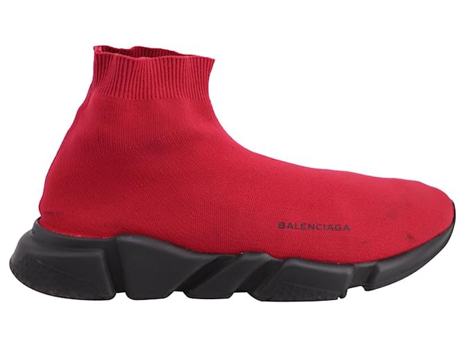Balenciaga Speed Runner High Sneakers in Crimson Red Polyester  ref.666825