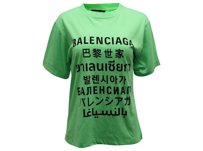 Everyday Camiseta de algodón verde con logo Balenciaga  ref.666827