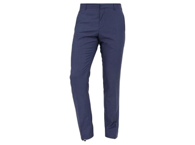 Calvin Klein pantalon rayé formel Laine Bleu  ref.666830