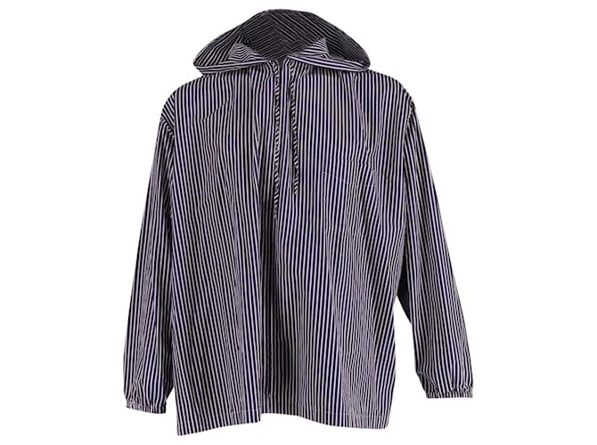 Balenciaga Striped Hoodie in Navy Blue Cotton  ref.666832