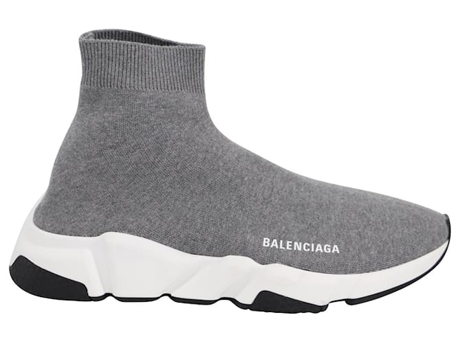 Balenciaga Speed Trainers in Grey White Polyester  ref.666911