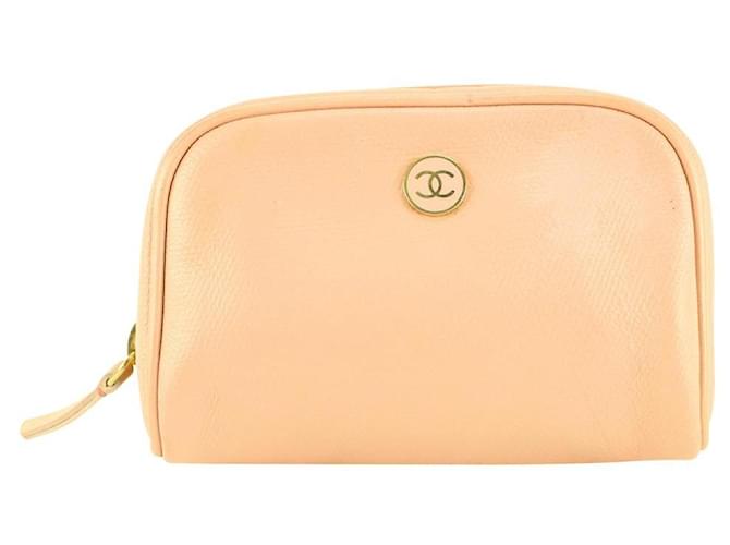 Chanel Pink calf leather Button Line Cosmetic Case Make Up Pouch  ref.666918