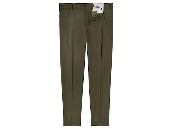 Autre Marque Pantalones de moda de lana de lujo francés De Fursac Verde oliva  ref.666989