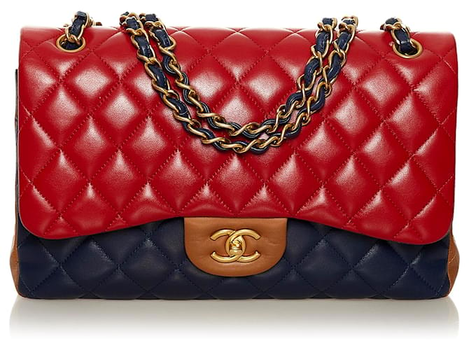 Chanel Red Tricolor Medium Classic Double Flap bag