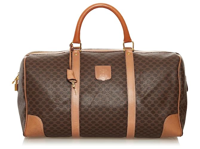 Celine Travel Bag Brown Macadam Canvas