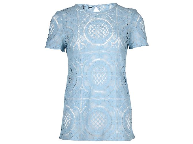 Burberry Prorsum Lace Blouse in Blue Cotton