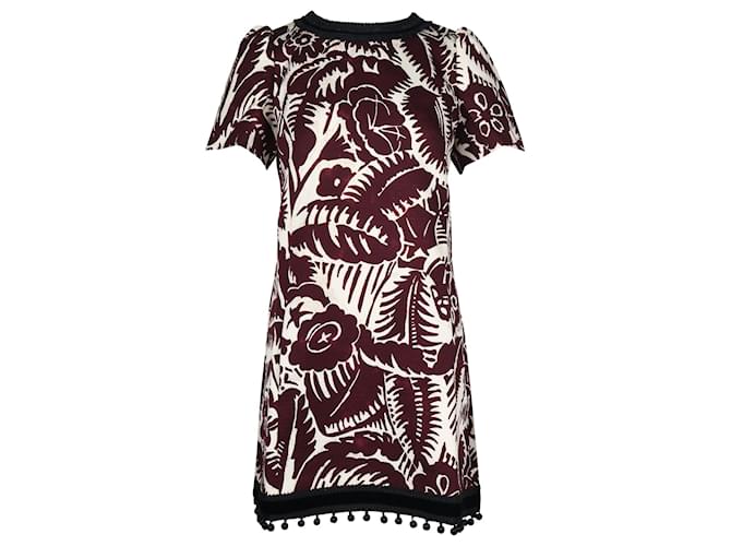 Marc Jacobs Tropical Print Shift Dress in Maroon Cotton Brown Red  ref.667639