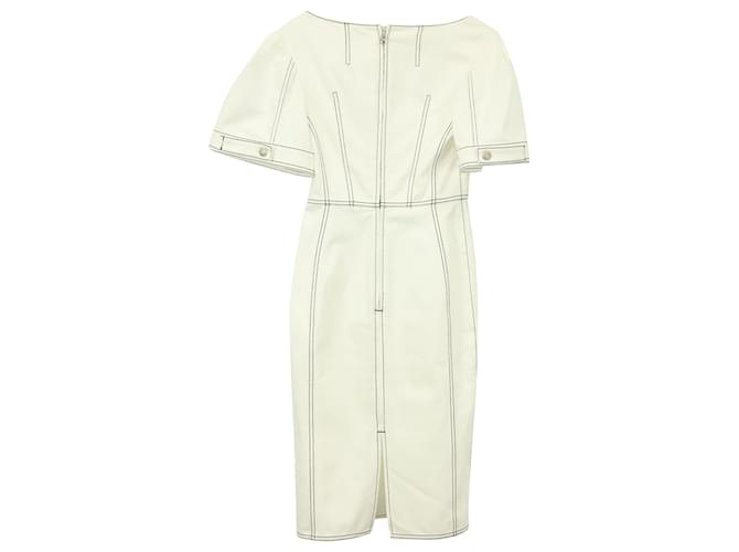 Alexander McQueen Top Stitched Denim Dress in White Cotton Cream  ref.667682