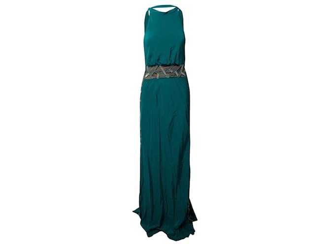 Alberta Ferretti Langes Kleid aus smaragdgrüner Seide  ref.667736