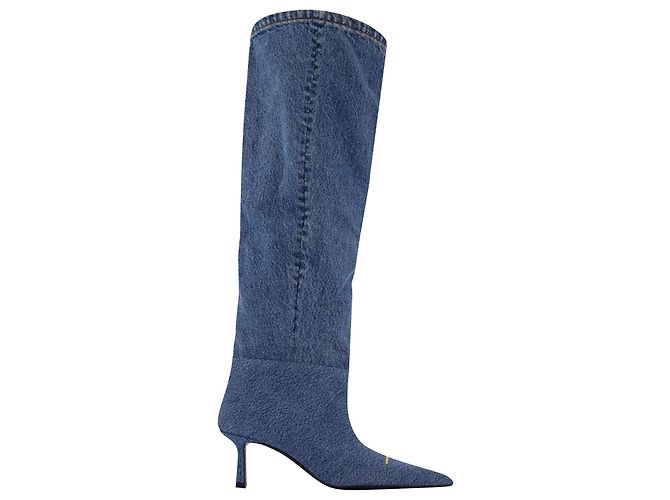Alexander Wang Viola Slouch Boots in Capretto, purple Blue Leather ref ...