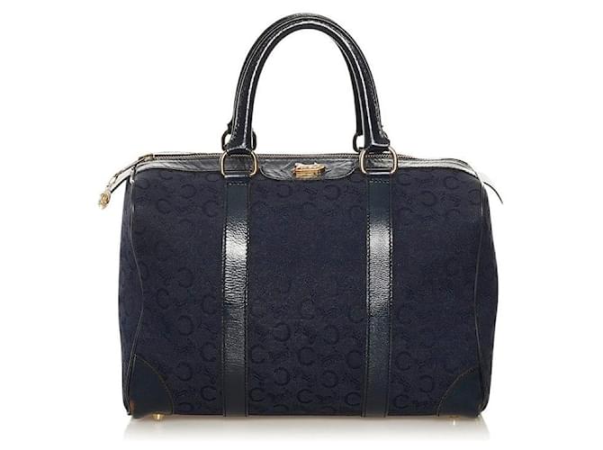 Céline Celine C Macadam Bolsa Boston Boston Azul Lona  ref.667788