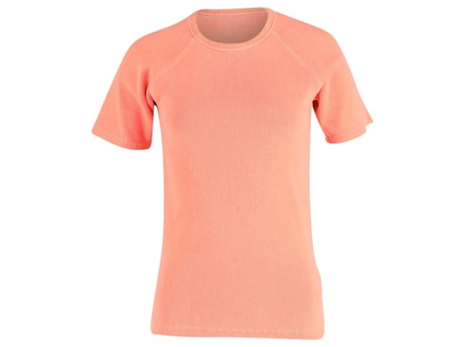 Victoria Beckham Ribbed Knit T-shirt in Coral Orange Cotton  ref.667824