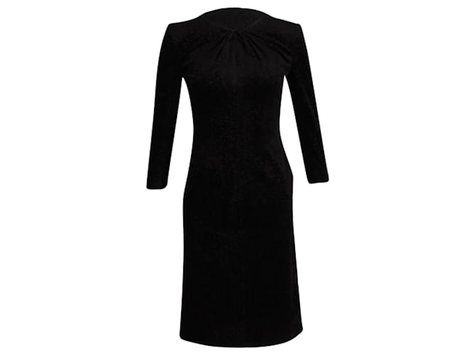 Giorgio Armani Quarter-Sleeve Midi Dress in Black Cotton Velvet  ref.667859