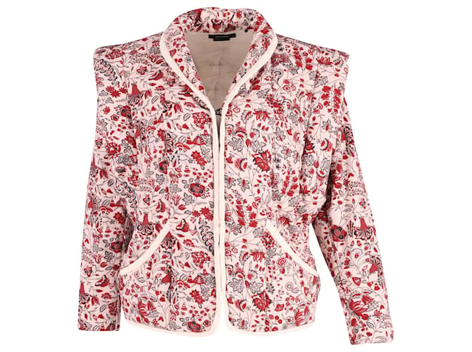 Isabel Marant Convertible Faux Leather-Trimmed Quilted Floral in Red Cotton - Closet