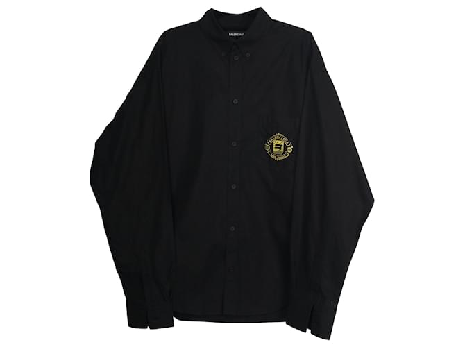 Camisa con botones Quest de Balenciaga en poliéster negro  ref.667879