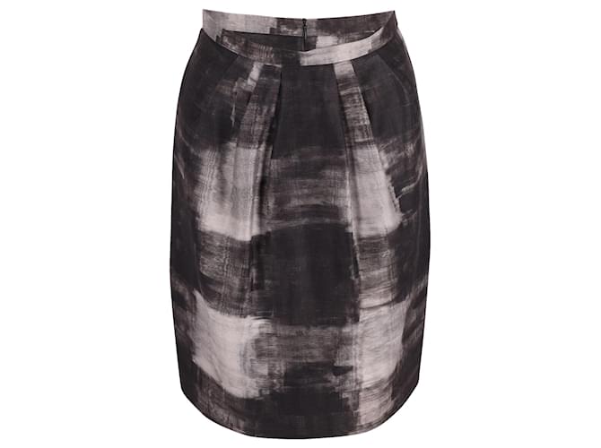 Max Mara Printed Pencil Skirt in Black and Grey Cotton   ref.667937