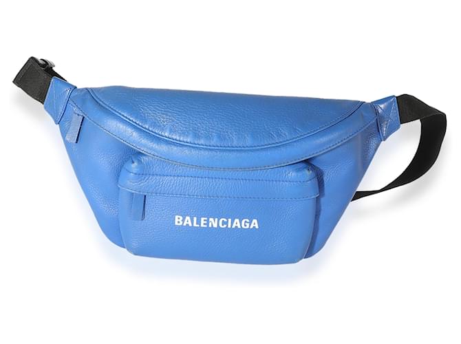 Everyday Bolsa de cintura Balenciaga couro azul com logotipo para o dia a dia  ref.667942
