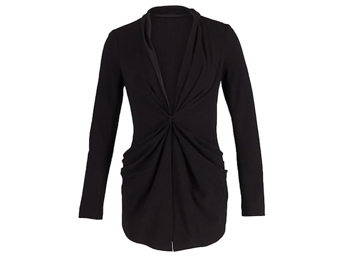 Donna Karan Draped Front Jacket in Black Wool  ref.667988