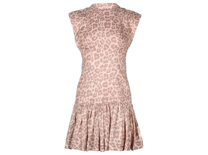 Zimmermann Mini-robe à imprimé léopard en lin multicolore  ref.668008