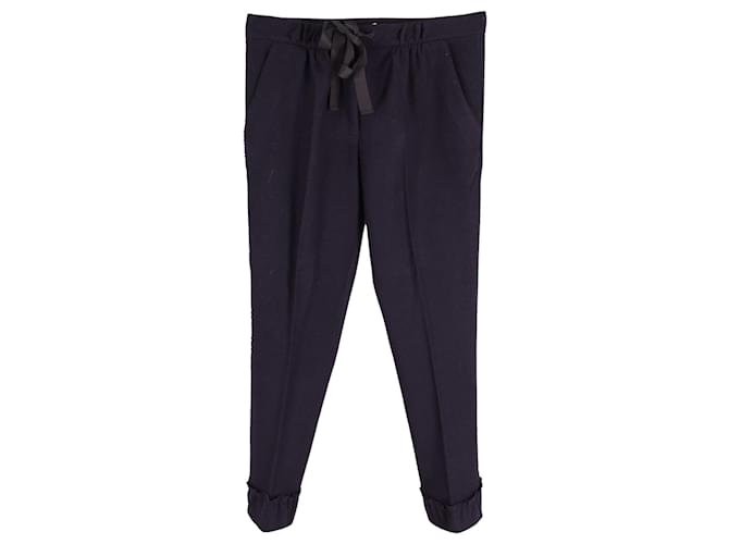 Nina Ricci Pantalones ajustados con ligas en lana azul marino  ref.668010