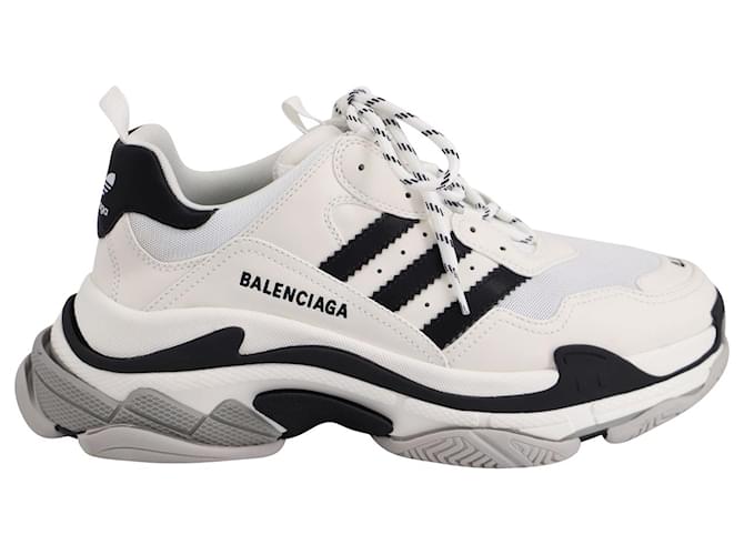 Balenciaga x Adidas Triple S Sneakers in White Black Leather ref