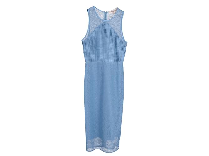Diane Von Furstenberg Lace Sheath Dress in Sky Blue Polyester  Light blue  ref.668049