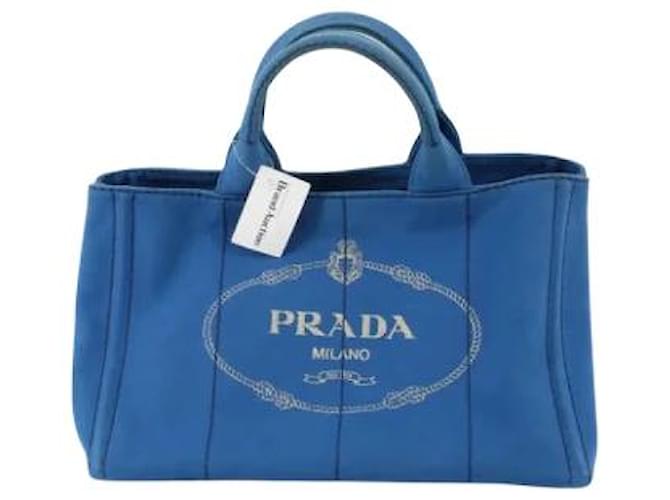 Tote Blaue Canapa-Tasche von Prada aus Segeltuch Leinwand  ref.668368