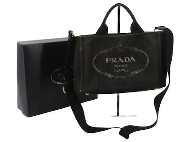 Tote Schwarze Canapa-Tasche aus Segeltuch von Prada Leinwand  ref.668410