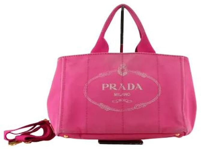 Pink Canvas Prada Canapa Tote Cloth  ref.668583