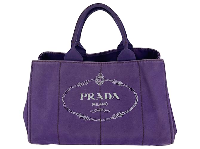 Prada Purple Printed Canvas Canapa Tote Cloth  ref.668701