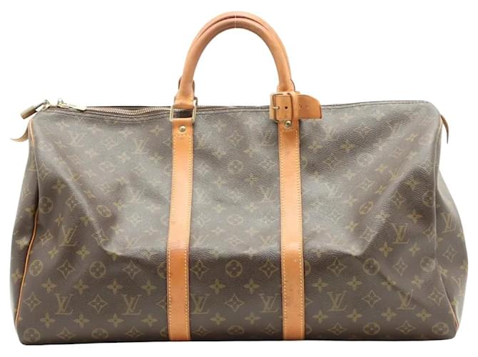 Brown Coated Canvas Louis Vuitton Keepall Cloth  ref.668911
