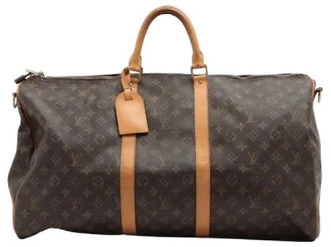 Brown Coated Canvas Louis Vuitton Keepall Cloth  ref.668912