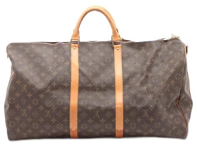 Brown Coated Canvas Louis Vuitton Keepall Cloth  ref.668917