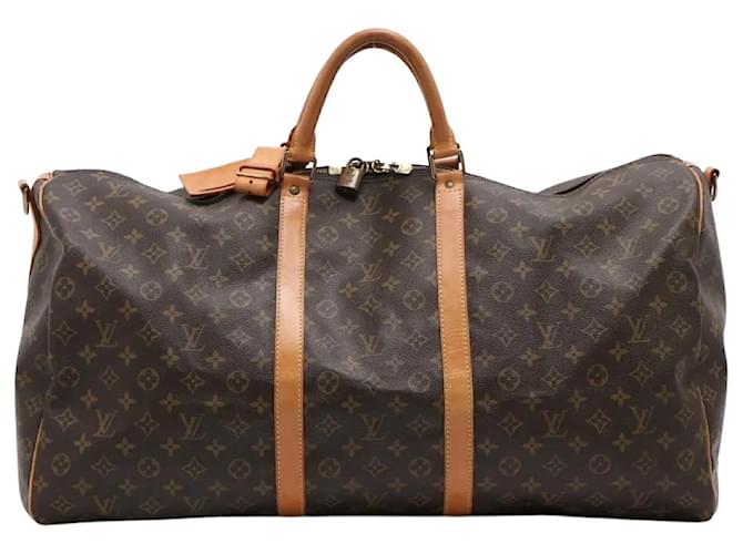 Brown Coated Canvas Louis Vuitton Keepall Cloth  ref.668919