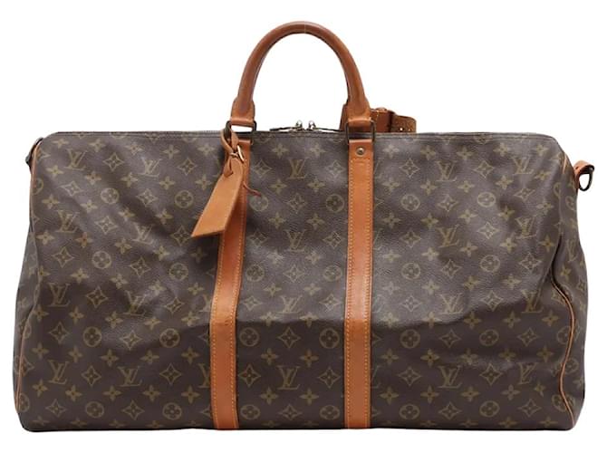 Brown Coated Canvas Louis Vuitton Keepall Cloth  ref.668921