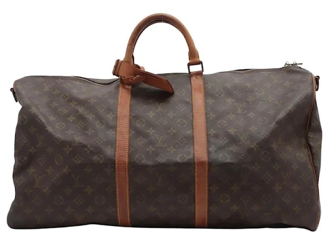Brown Coated Canvas Louis Vuitton Keepall Cloth  ref.668925