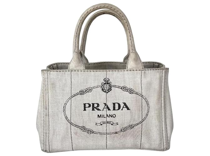 Tote Graue Canapa-Tasche von Prada aus Segeltuch Leinwand  ref.668952