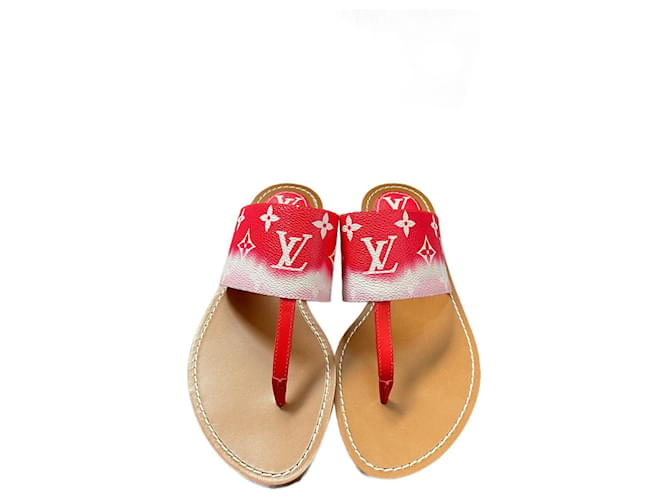 Louis Vuitton Palmilhas sandálias rasas Vermelho Couro  ref.669028