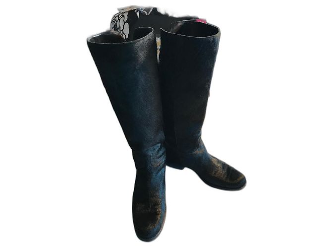 Armani black fur boots size 39