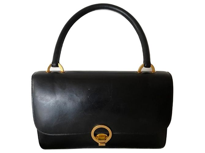 Hermès Bolsa Hermes Ring em couro caixa preta Preto
