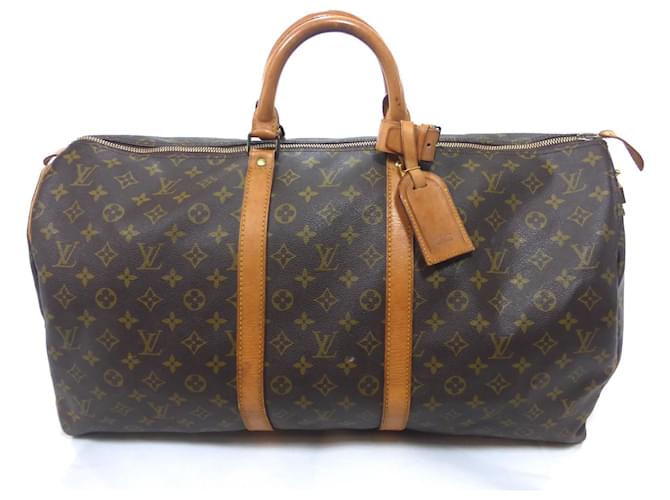 Louis Vuitton keepall 55 Monogram Brown Leather  ref.669174