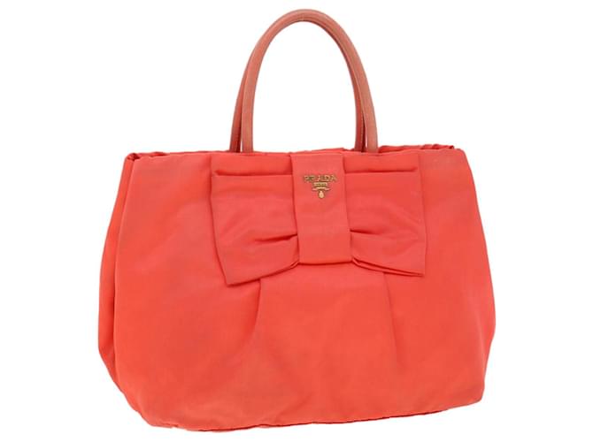 PRADA Hand Bag ribbon Nairo Orange Auth bs2283 Nylon  ref.669180
