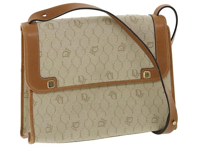 Christian Dior Honeycomb Canvas Shoulder Bag Beige Auth fm1638  ref.669186